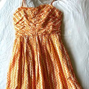 Anthropologie Orange any Cream Summer dress.